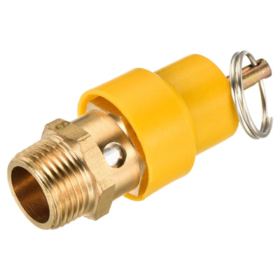 uxcell Uxcell Air Compressor Pressure Valve 3/8PT 150 PSI Set Pressure Yellow Hat Yellow
