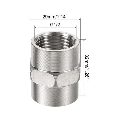 Harfington Stainless Steel Pipe Fitting, Female to Female Thread Hex Connector Adapter