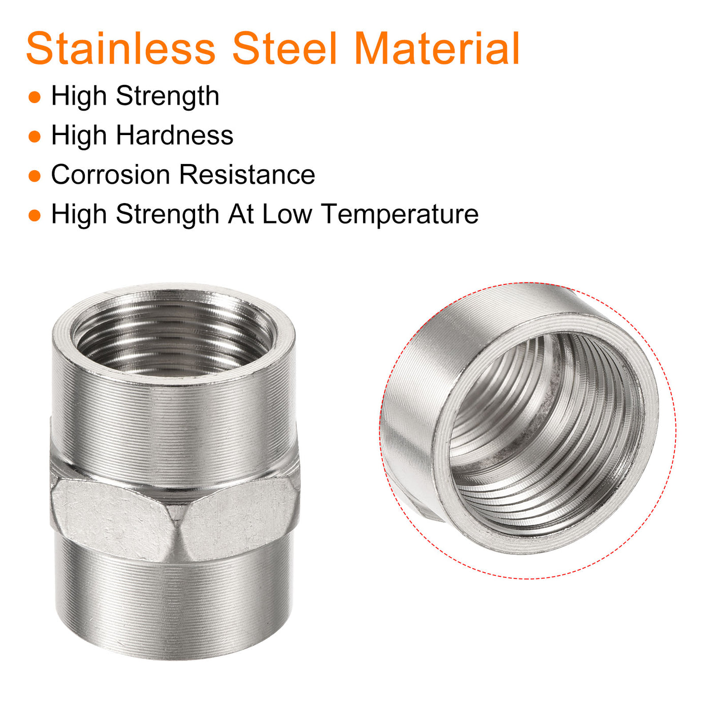 Stainless Steel Pipe Fitting, Female to Female Thread Hex Connector ...