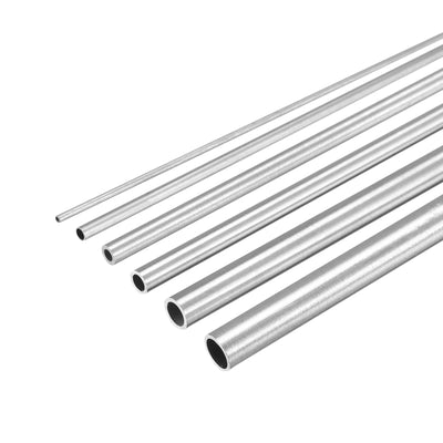 Harfington Uxcell 304 Stainless Steel Tube, 1mm 2mm 3mm 4mm 5mm 6mm OD 0.15mm/0.6mm Wall Thickness 300mm Length, Pack of 6