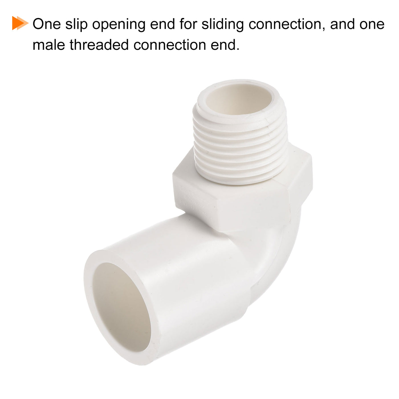 Harfington PVC Water Pipe Elbow Fitting G1/2 Male Thread 20mm ID Tube Connector Adapter, White