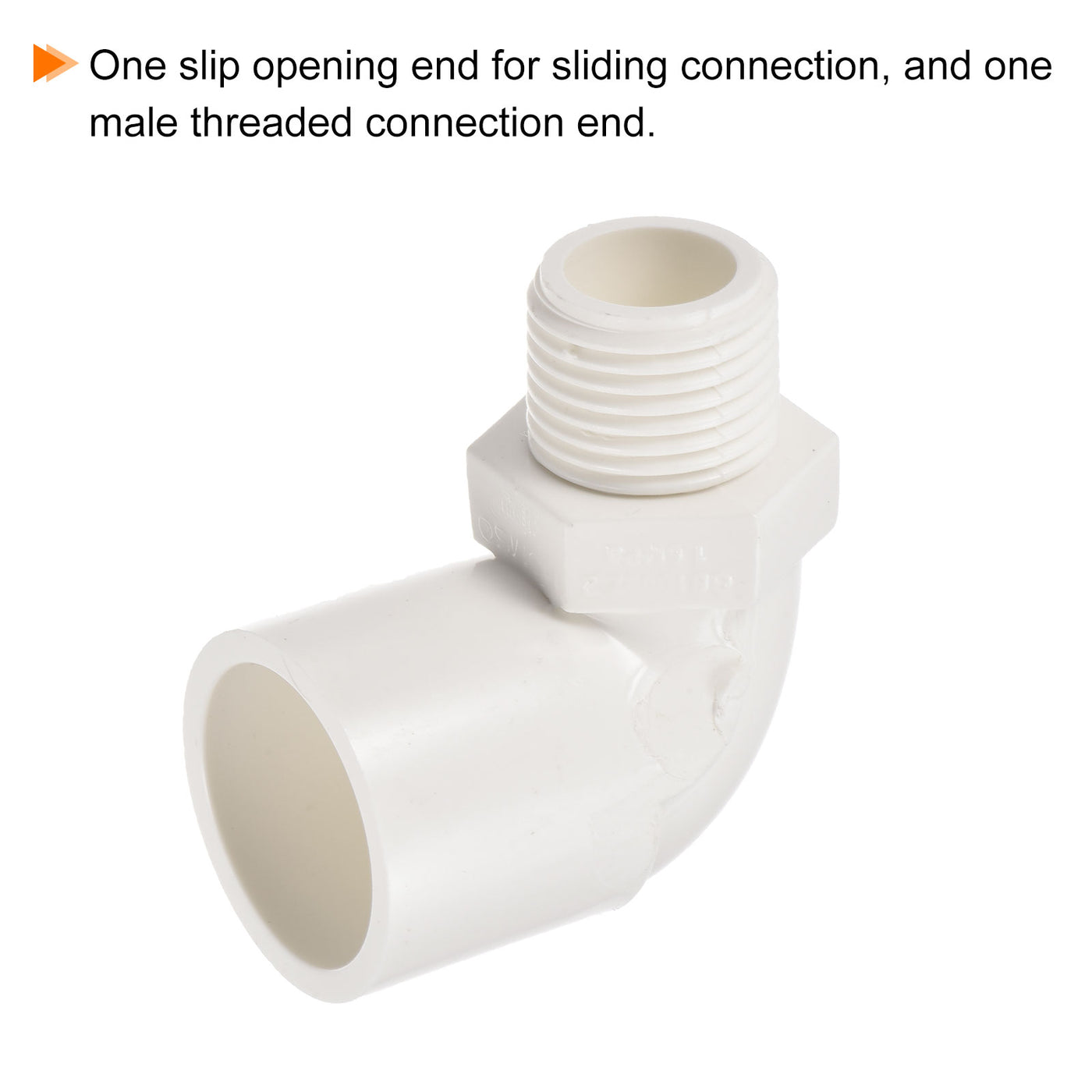Harfington PVC Water Pipe Elbow Fitting G1/2 Male Thread 25mm ID Tube Connector Adapter, White Pack of 3