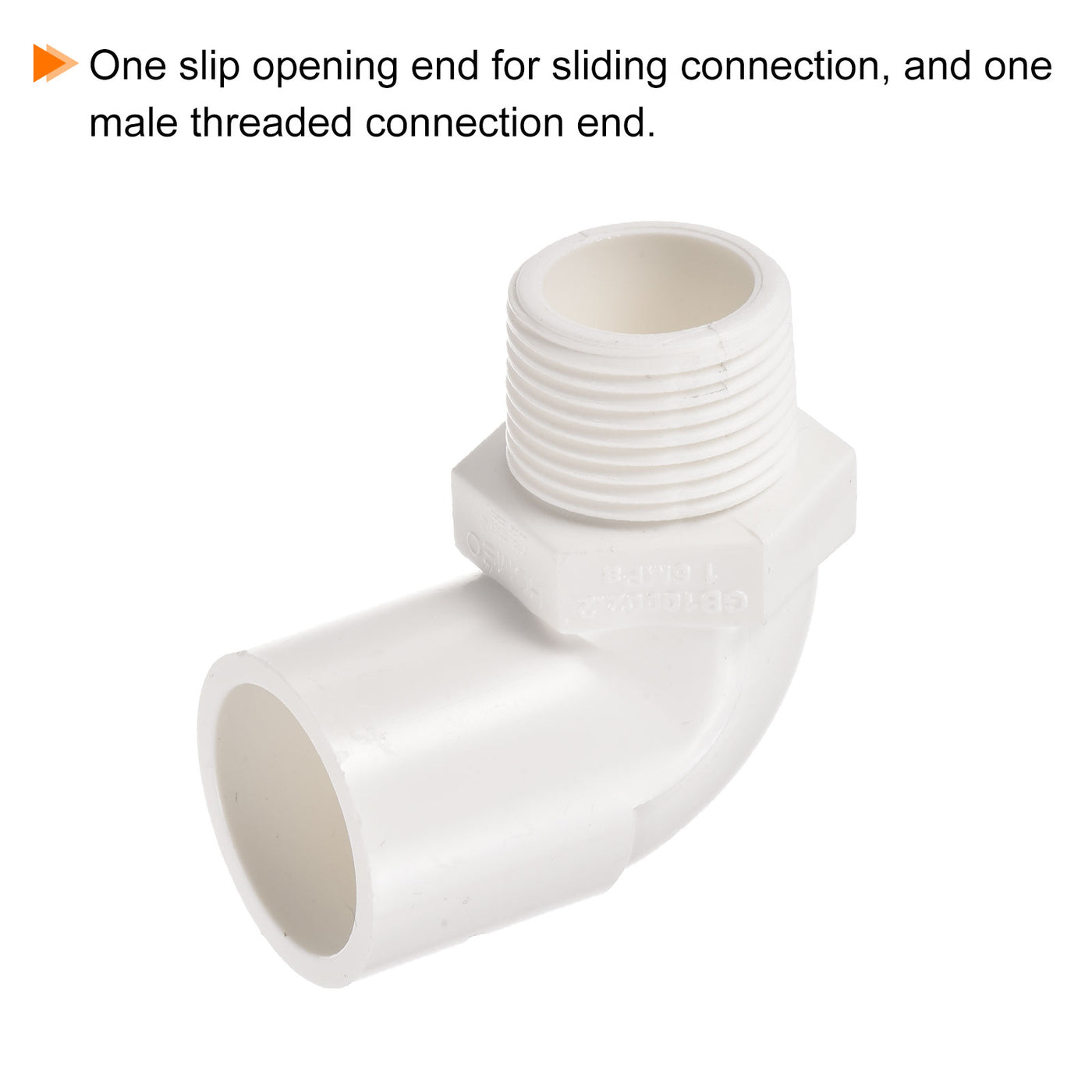 Harfington PVC Water Pipe Elbow Fitting G3/4 Male Thread 25mm ID Tube Connector Adapter, White