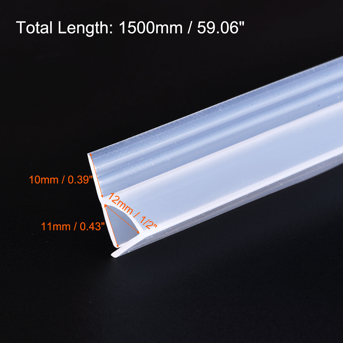Uxcell Uxcell Frameless Glass Shower Door Sweep 137.8" for 1/2"(12mm) Glass H-Type Seal Strip