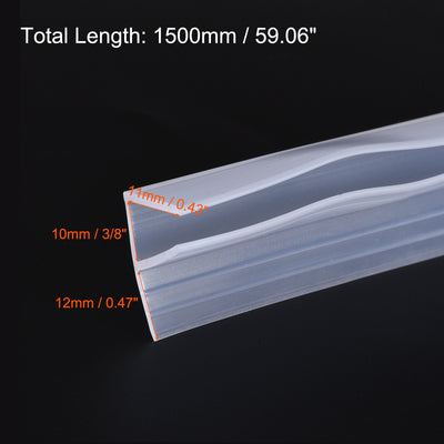Harfington Uxcell Frameless Glass Shower Door Sweep 59.06" for 3/8"(10mm) Glass F-Type Seal Strip