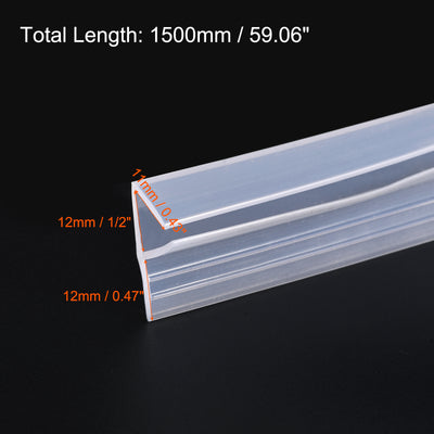 Harfington Uxcell Frameless Glass Shower Door Sweep 137.8" for 1/2"(12mm) Glass F-Type Seal Strip