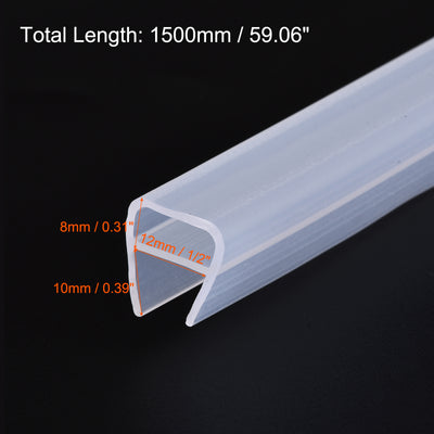 Harfington Uxcell Frameless Glass Shower Door Sweep 177.17" for 1/2"(12mm) Glass U-Type Seal Strip