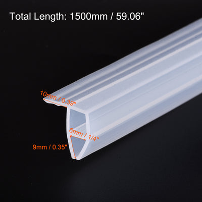 Harfington Uxcell Frameless Glass Door Sweep 59.06" for 1/4"(6mm) Glass Corner-Type Seal Strip