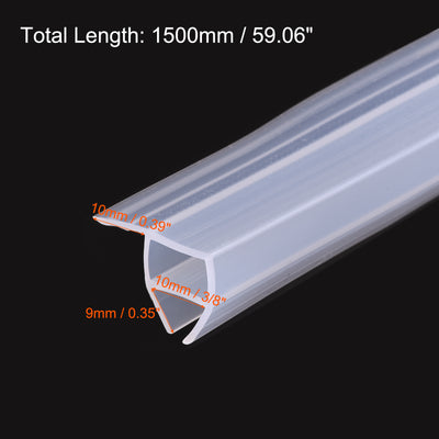 Harfington Uxcell Frameless Glass Door Sweep 137.8" for 3/8"(10mm) Glass Corner-Type Seal Strip