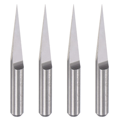 uxcell Uxcell 1/8" Shank 0.1mm Tip 10 Degree Solid Carbide Wood Engraving CNC Router Bit 4pcs