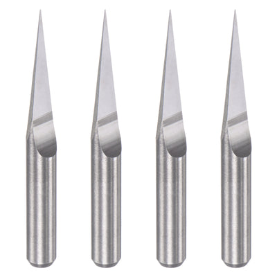 uxcell Uxcell 1/8" Shank 0.2mm Tip 10 Degree Solid Carbide Wood Engraving CNC Router Bit 4pcs