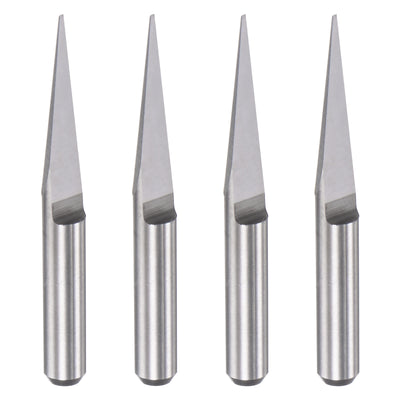 uxcell Uxcell 1/8" Shank 0.3mm Tip 10 Degree Solid Carbide Wood Engraving CNC Router Bit 4pcs