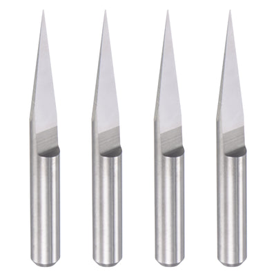 uxcell Uxcell 1/8" Shank 0.1mm Tip 15 Degree Solid Carbide Wood Engraving CNC Router Bit 4pcs