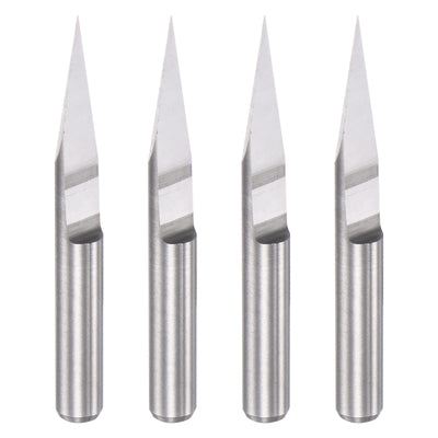 uxcell Uxcell 1/8" Shank 0.1mm Tip 20 Degree Solid Carbide Wood Engraving CNC Router Bit 4pcs