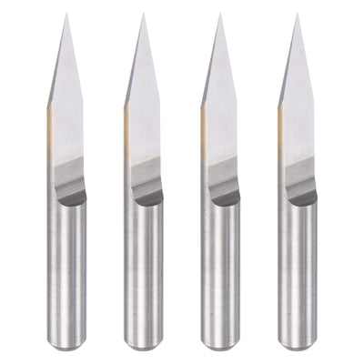 uxcell Uxcell 1/8" Shank 0.1mm Tip 25 Degree Solid Carbide Wood Engraving CNC Router Bit 4pcs