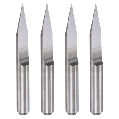 uxcell Uxcell 1/8" Shank 0.2mm Tip 25 Degree Solid Carbide Wood Engraving CNC Router Bit 4pcs