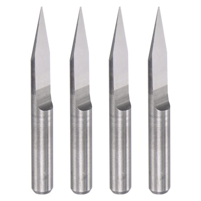 uxcell Uxcell 1/8" Shank 0.3mm Tip 25 Degree Solid Carbide Wood Engraving CNC Router Bit 4pcs