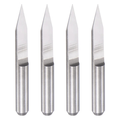 uxcell Uxcell 1/8" Shank 0.2mm Tip 30 Degree Solid Carbide Wood Engraving CNC Router Bit 4pcs