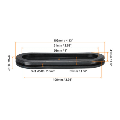 Harfington Rubber Grommet Mount Size 35 x 100mm Oval Double-Sided for Wire Protection, Pack of 6