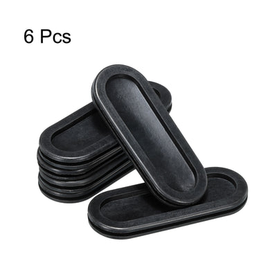 Harfington Rubber Grommet Mount Size 35 x 100mm Oval Double-Sided for Wire Protection, Pack of 6