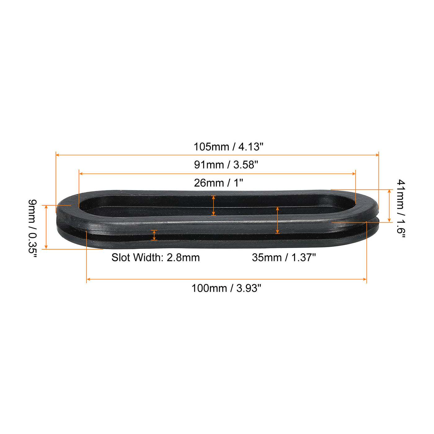 Harfington Rubber Grommet Mount Size 35 x 100mm Oval Double-Sided for Wire Protection, Pack of 8