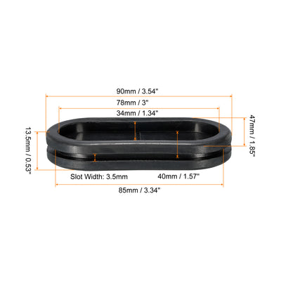 Harfington Rubber Grommet Mount Size 40 x 85mm Oval Double-Sided for Wire Protection, Pack of 8