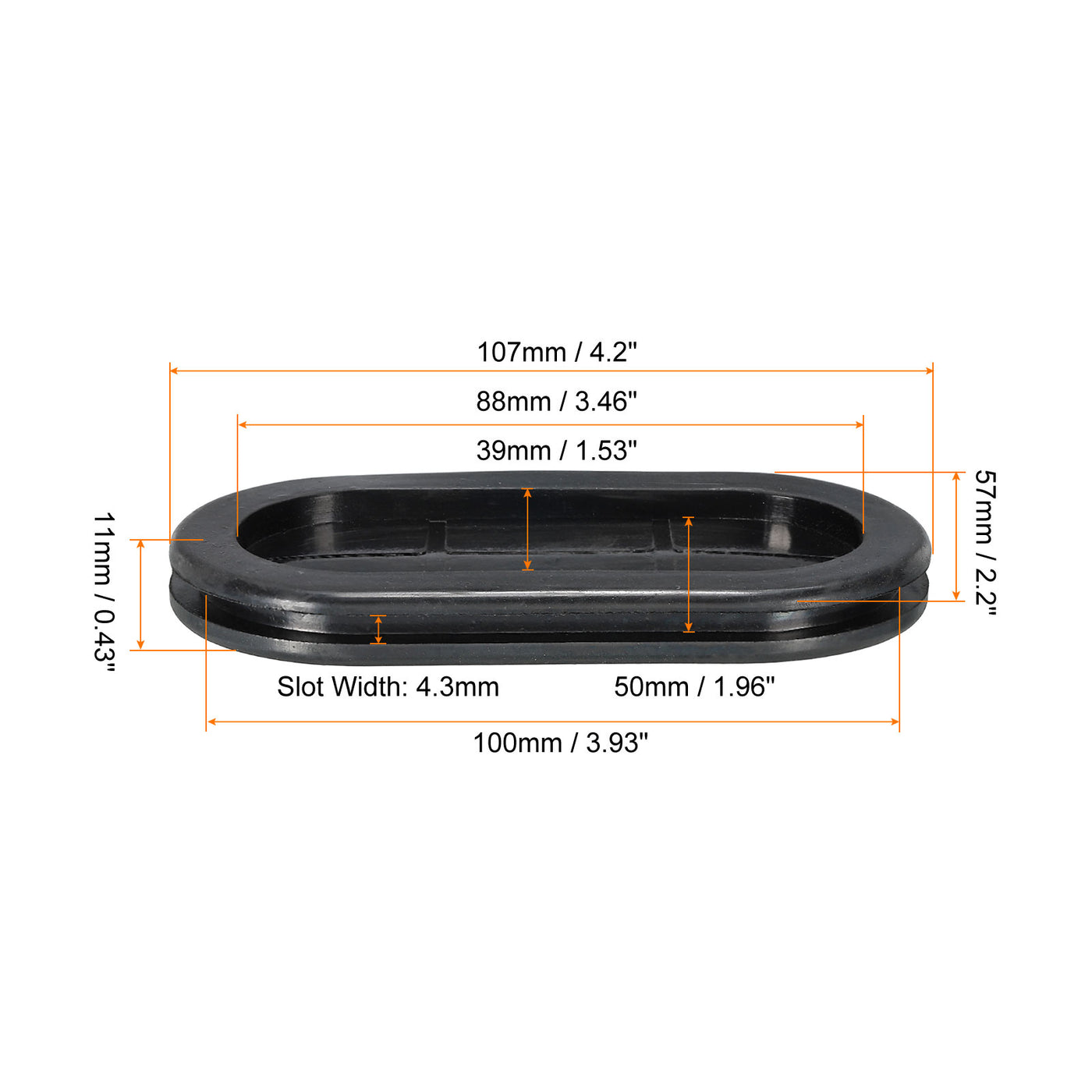 Harfington Rubber Grommet Mount Size 50 x 100mm Oval Double-Sided for Wire Protection, Pack of 6