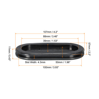 Harfington Rubber Grommet Mount Size 50 x 100mm Oval Double-Sided for Wire Protection, Pack of 6