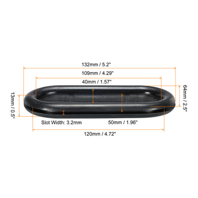 Harfington Rubber Grommet Mount Size 50 x 120mm Oval Double-Sided for Wire Protection, Pack of 6