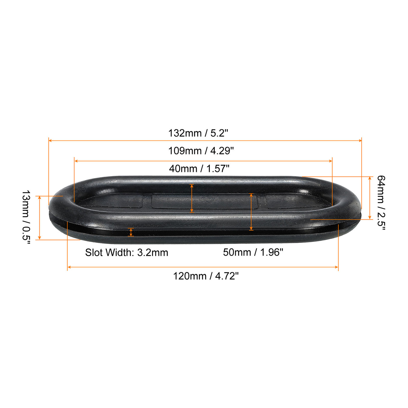 Harfington Rubber Grommet Mount Size 50 x 120mm Oval Double-Sided for Wire Protection, Pack of 8