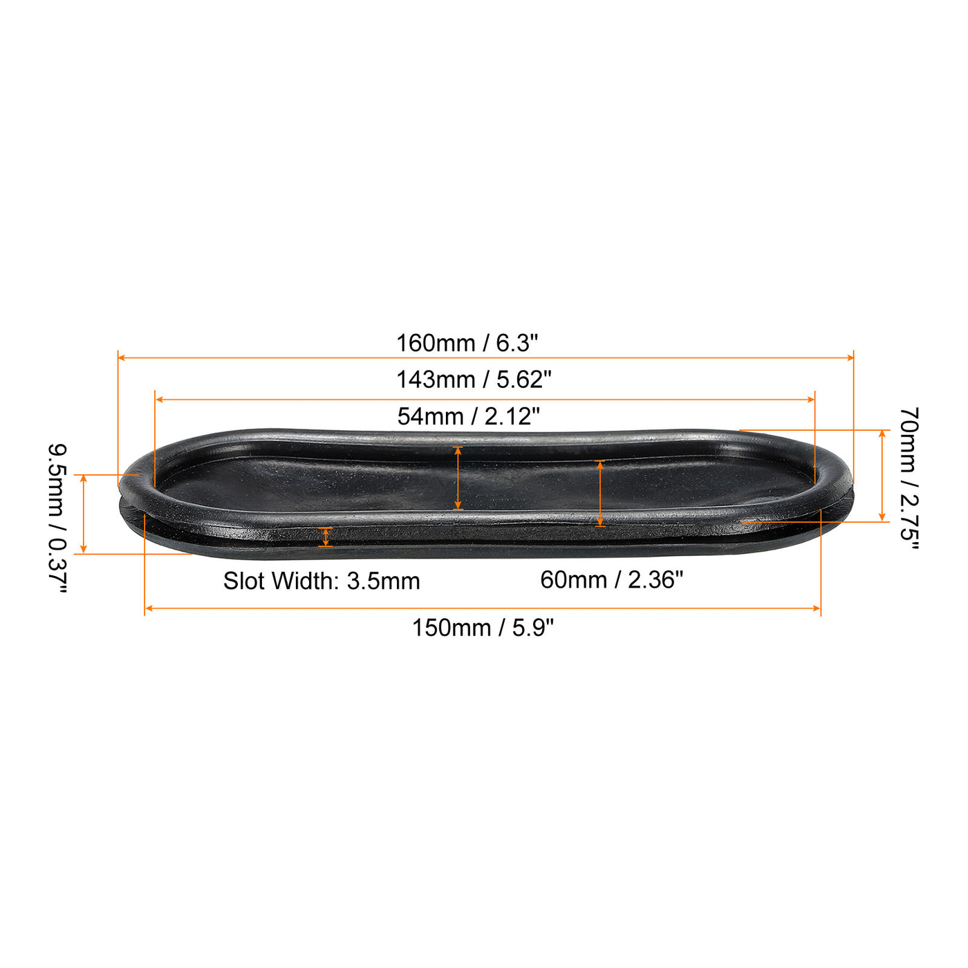 Harfington Rubber Grommet Mount Size 60 x 150mm Oval Double-Sided for Wire Protection, Pack of 6