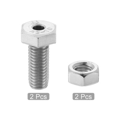 Harfington Hollow Screw Bolts External Hexagon Fasteners with Nut 304 Stainless Steel