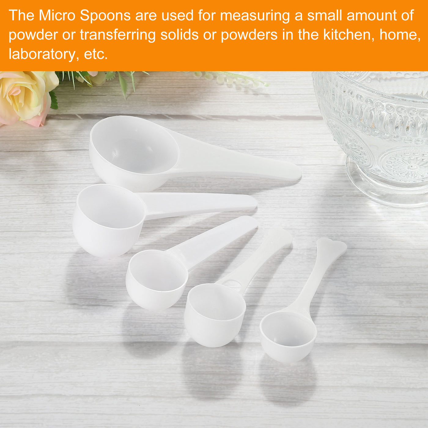 Harfington Micro Spoons 10 Gram Measuring Scoop Plastic Round Bottom Mini Spoon 15Pcs