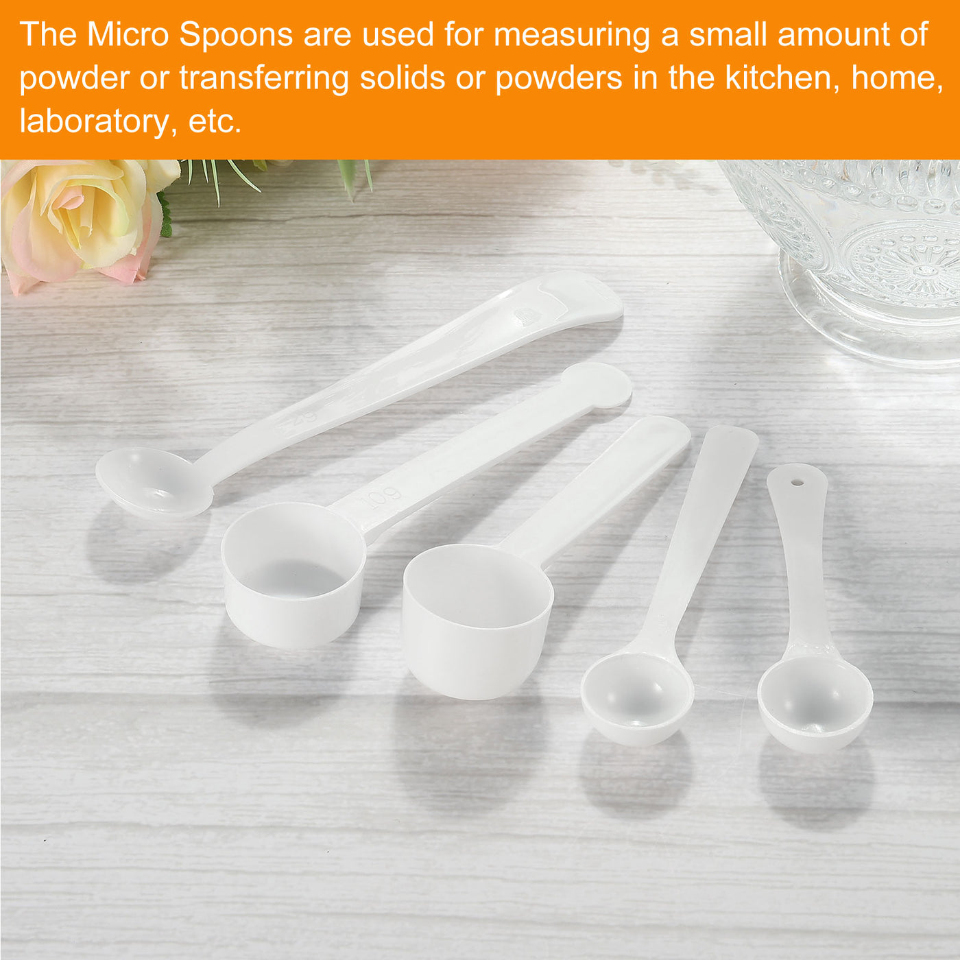 Harfington Micro Spoons 5 Gram Measuring Scoop Plastic Flat Bottom Mini Spoon 30Pcs