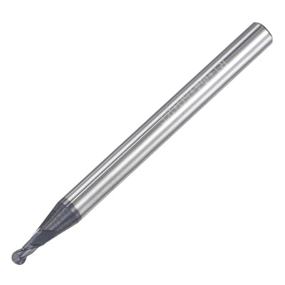 Harfington Uxcell 1mm Radius 50mm Long HRC45 Carbide AlTiSin Coated 2 Flute Ball Nose End Mill