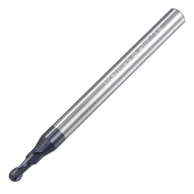 uxcell Uxcell 1.25mm Radius 50mm Long HRC45 Carbide AlTiSin Coated 2 Flute Ball Nose End Mill