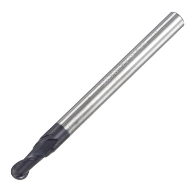 uxcell Uxcell 1.75mm Radius 50mm Long HRC45 Carbide AlTiSin Coated 2 Flute Ball Nose End Mill