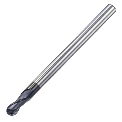uxcell Uxcell 2mm Radius 75mm Long HRC45 Carbide AlTiSin Coated 2 Flute Ball Nose End Mill