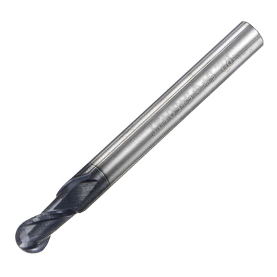 Harfington Uxcell 2.5mm Radius 50mm Long HRC45 Carbide AlTiSin Coated 2 Flute Ball Nose End Mill