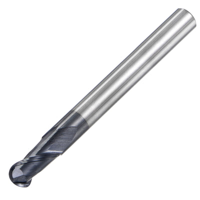 Harfington Uxcell 3mm Radius 100mm Long HRC45 Carbide AlTiSin Coated 2 Flute Ball Nose End Mill
