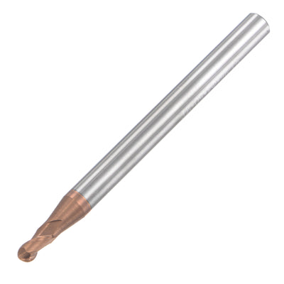 Harfington Uxcell 1.25mm Radius 50mm Long HRC55 Carbide AlTiSin Coated 2 Flute Ball Nose End Mill