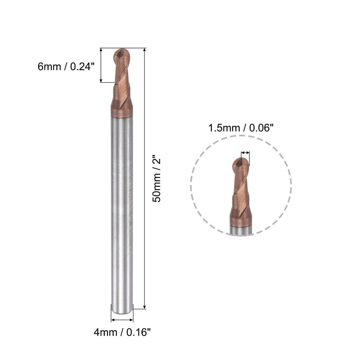 uxcell Uxcell Carbide Flute Ball Nose End Mill Milling Cutter