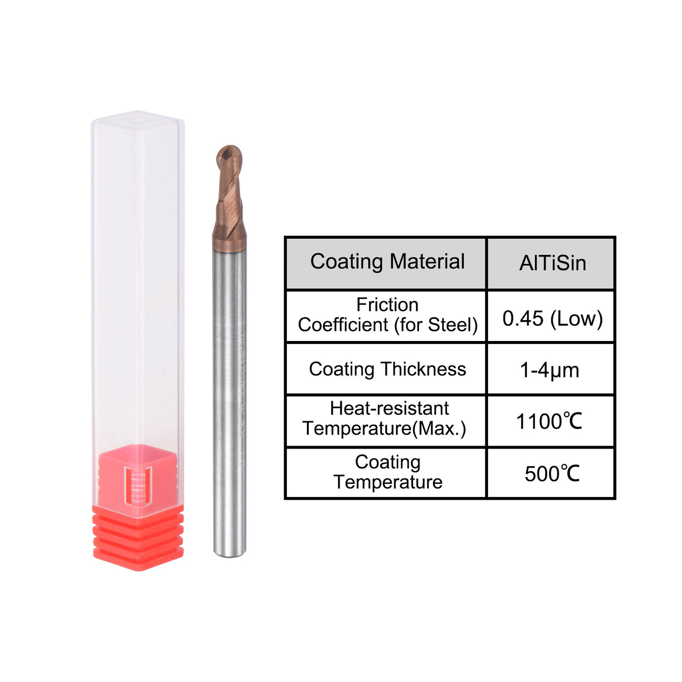 uxcell Uxcell 1.5mm Radius 50mm Long HRC55 Carbide AlTiSin Coated 2 Flute Ball Nose End Mill