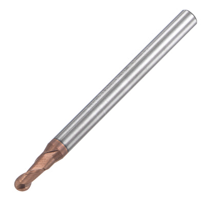 Harfington Uxcell 1.5mm Radius 50mm Long HRC55 Carbide AlTiSin Coated 2 Flute Ball Nose End Mill
