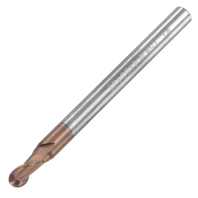 Harfington Uxcell 1.75mm Radius 50mm Long HRC55 Carbide AlTiSin Coated 2 Flute Ball Nose End Mill