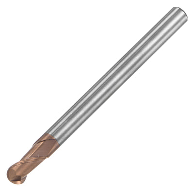 Harfington Uxcell 2mm Radius 50mm Long HRC55 Carbide AlTiSin Coated 2 Flute Ball Nose End Mill