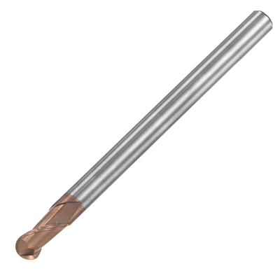 uxcell Uxcell 2mm Radius 75mm Long HRC55 Carbide AlTiSin Coated 2 Flute Ball Nose End Mill