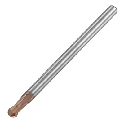 uxcell Uxcell 2mm Radius 100mm Long HRC55 Carbide AlTiSin Coated 2 Flute Ball Nose End Mill