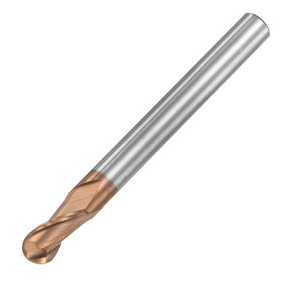 Harfington Uxcell 2.5mm Radius 50mm Long HRC55 Carbide AlTiSin Coated 2 Flute Ball Nose End Mill