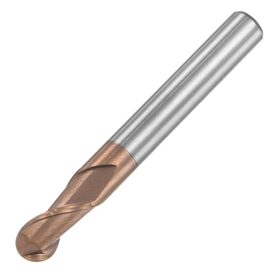 uxcell Uxcell 3mm Radius 50mm Long HRC55 Carbide AlTiSin Coated 2 Flute Ball Nose End Mill